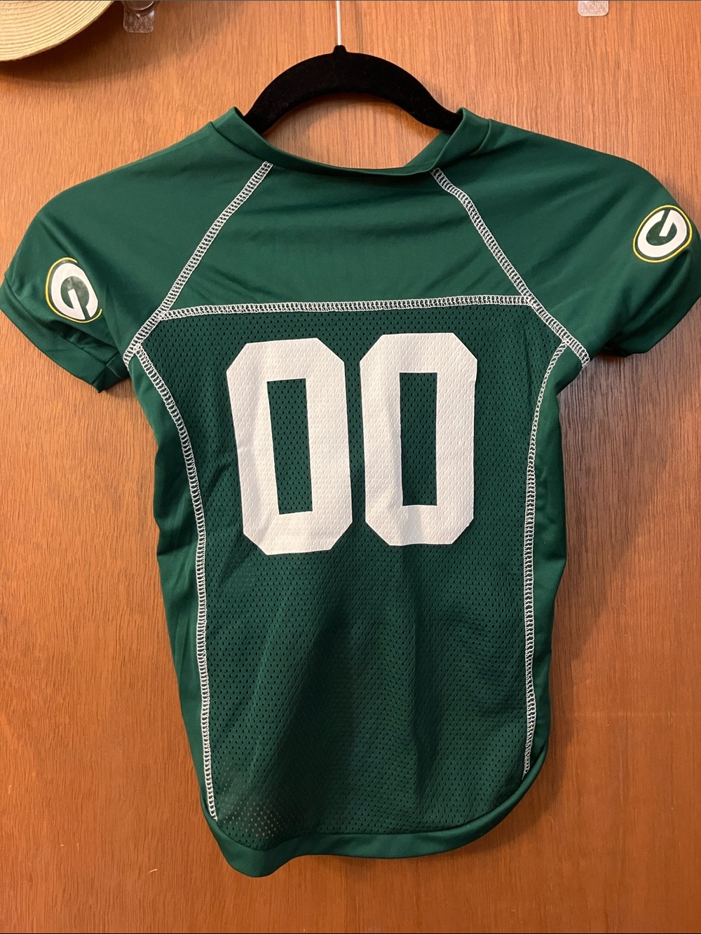 Hunter Green Dog Football Jersey with White Number 00 XL